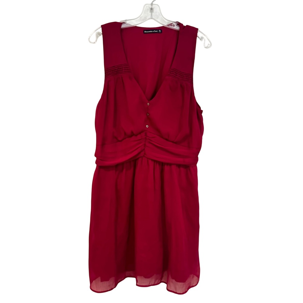 Abercrombie & Fitch V-Neck Fit & Flare Sleeveless Dress Women's XL Wine Dainty